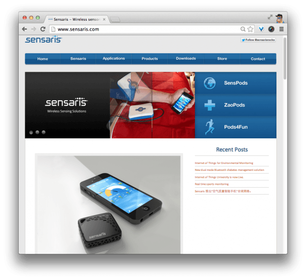 Фрагмент интерфейса сайта Sensaris.