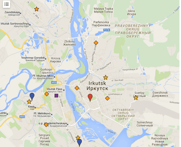 Эко-карта Иркутска, фрагмент сайта
