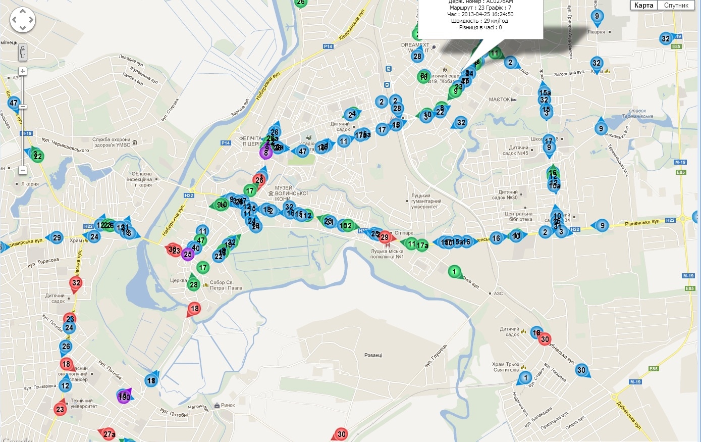 Украинская карта движения общественного транспорта