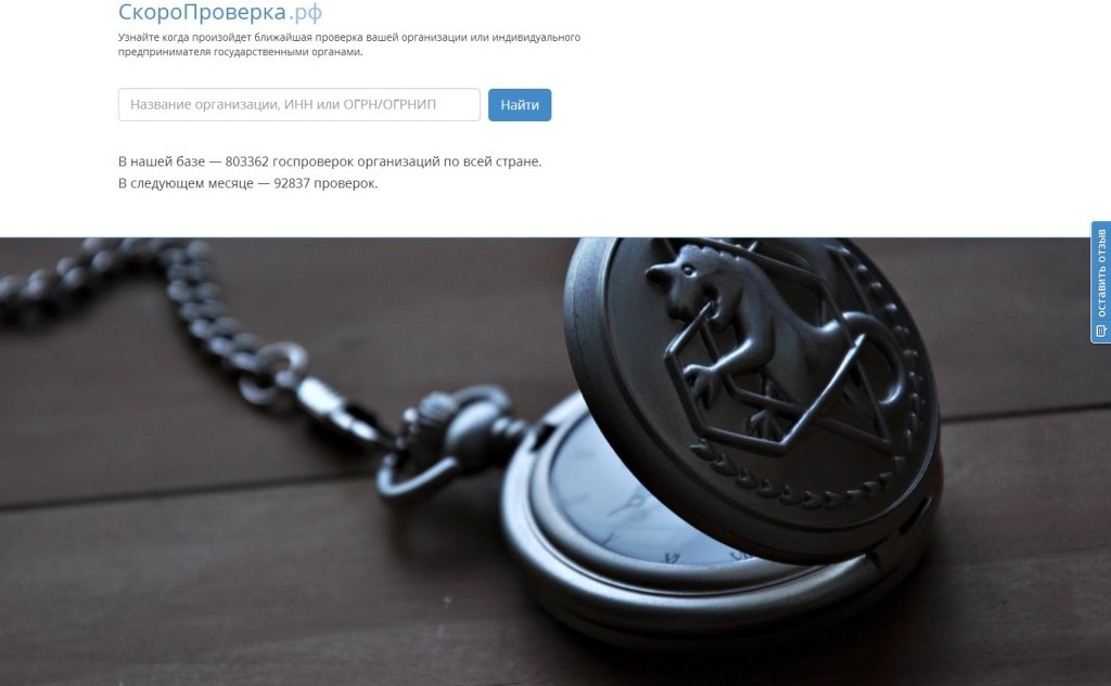 Фрагмент интерфейса сайта СкороПроверка.РФ