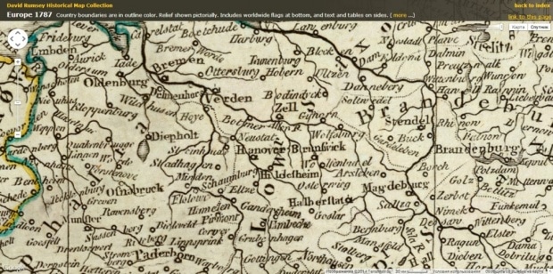 Фрагмент интерфейса сайта проекта David Rumsey Google Map