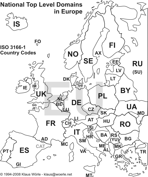 Домены европейских стран. Источник: Klaus Wörle.