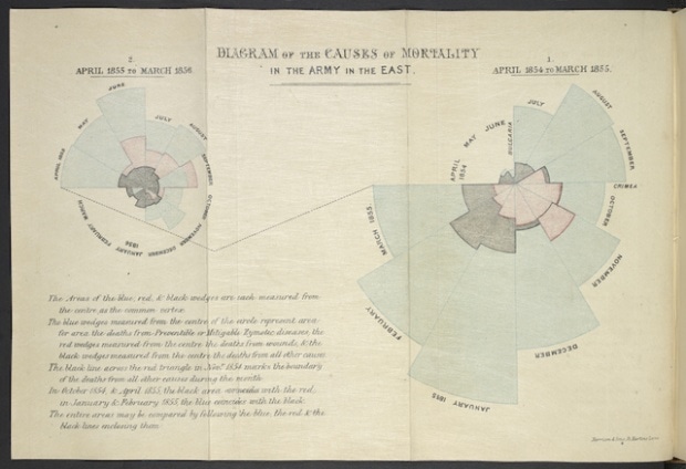 Diagram of the Causes of Mortality in the Army in the East Florence Nightingale. Image: British Library