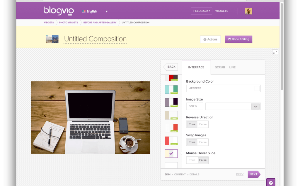 Фрагмент интерфейса сайта Blogvio.