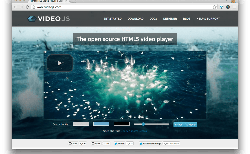 Video.js – видеоплеер на HTML5 с открытым исходным кодом