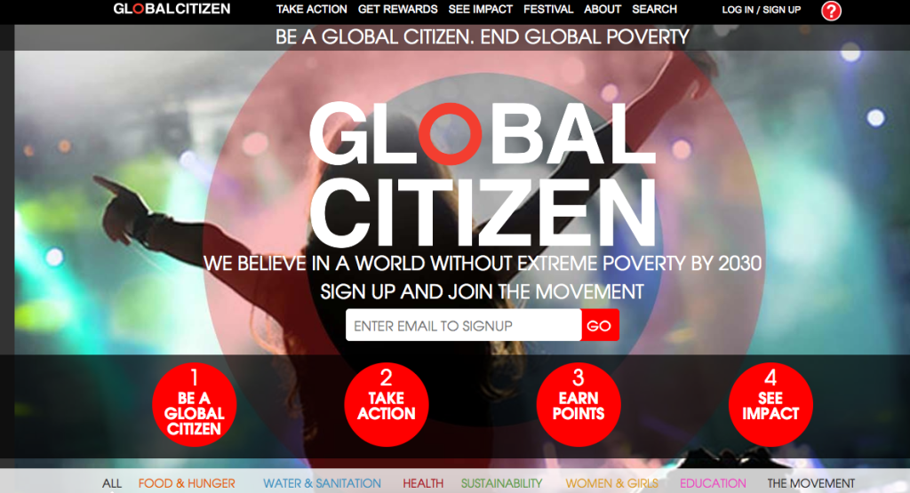 Фрагмент сайта Global Citizen