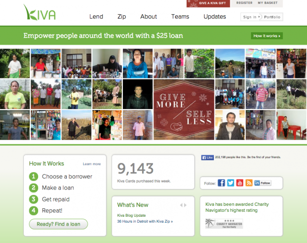 Фрагмент сайта Kiva