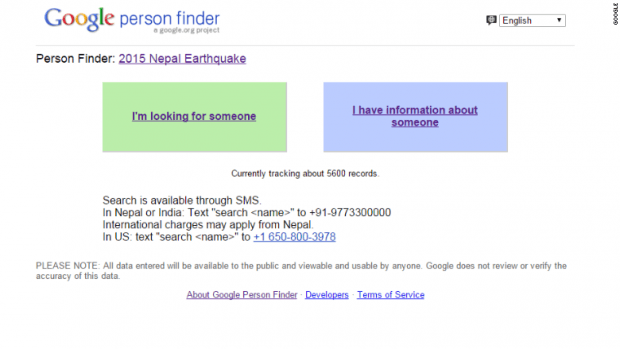 Google Person Finder. Изображение: cnn.com 