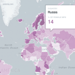 Интерактивная карта, которая показывает процент женщин-парламентариев в разных странах