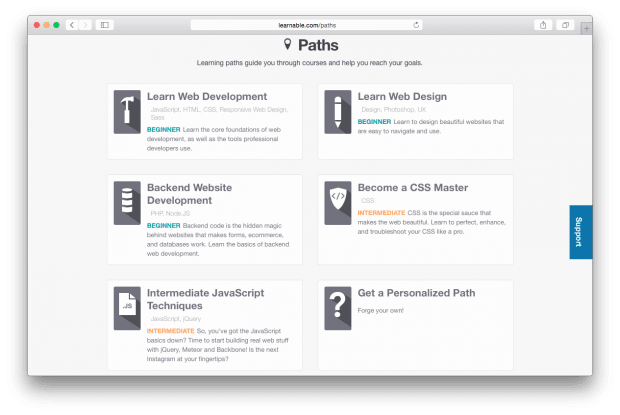 Раздел Paths платформы Learnable.