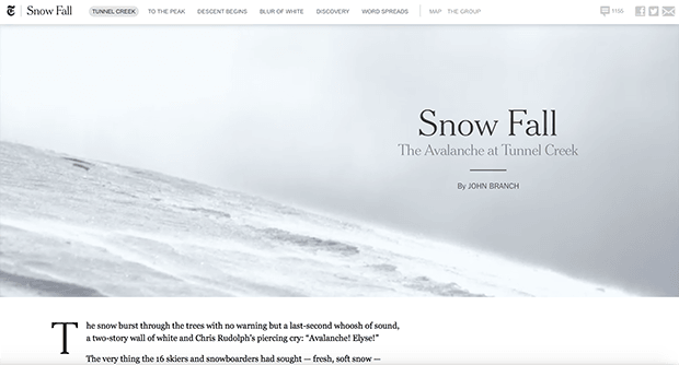 Первая часть лонгрида "Snowfall". Изображение: nytimes.com