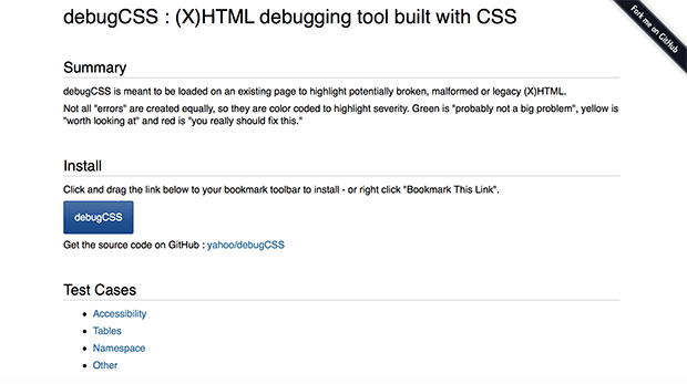 debugCSS : (X)HTML debugging tool