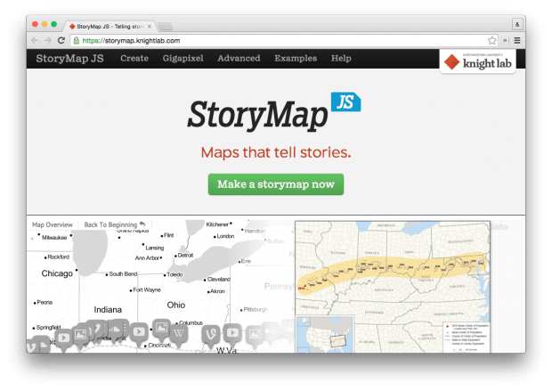 StoryMapJS – инструмент для создания историй на основе событий и меток на карте.