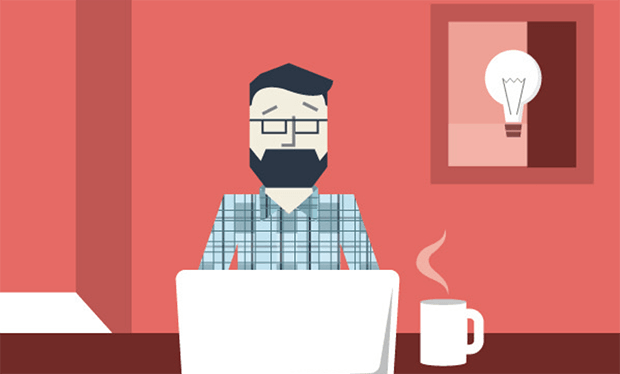 Startup Hipster Drinking Coffee. Изображение: uberof202 ff.