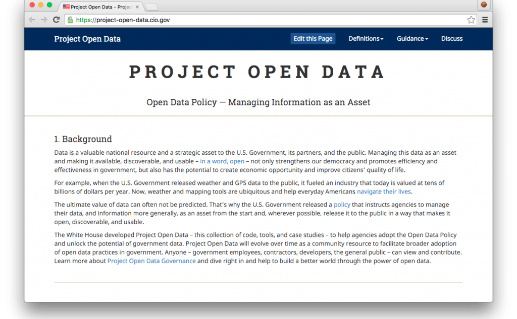 Project Open Data – Правительство США запустило единый портал с кодом, инструментами и исследованиями по открытым данным