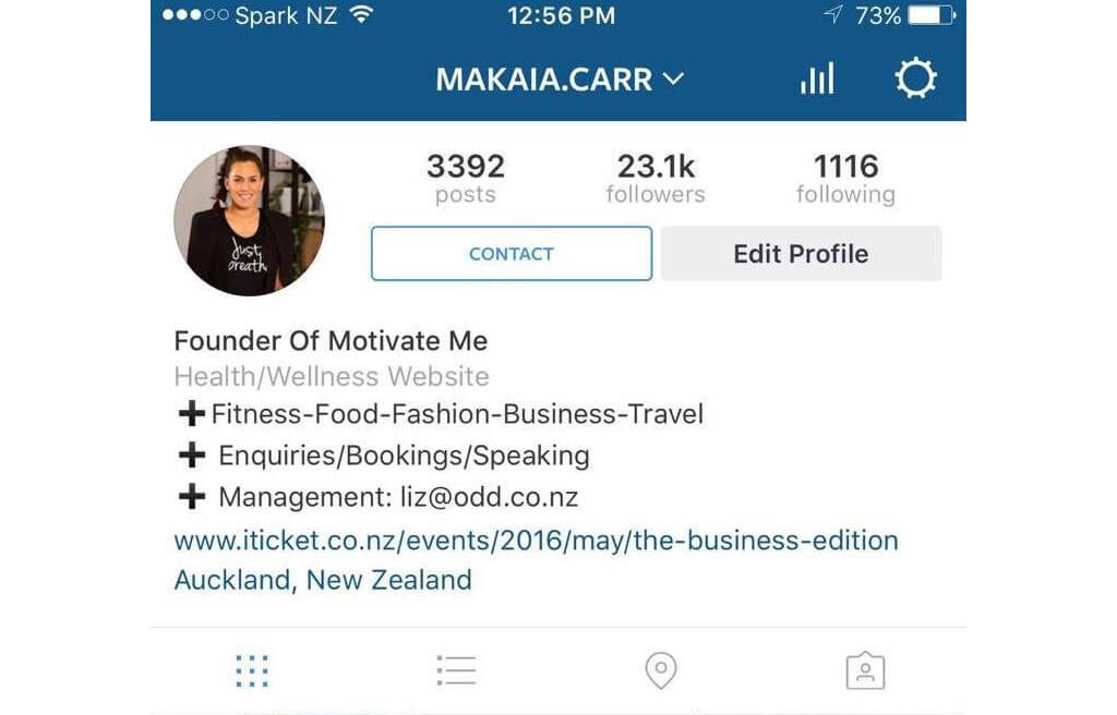 Новый бизнес-аккаунт в Instagram будет иметь кнопку "Контакт" и информацию о бизнесе. Фото: Later.