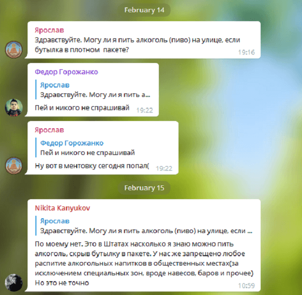 Вопрос не связанный с 29 статьей Конституции РФ. Фото: снимок экрана из Телеграм-чата Команды 29