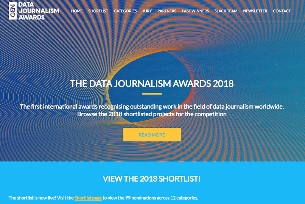 Сайт конкурса Data Journalism Awards.