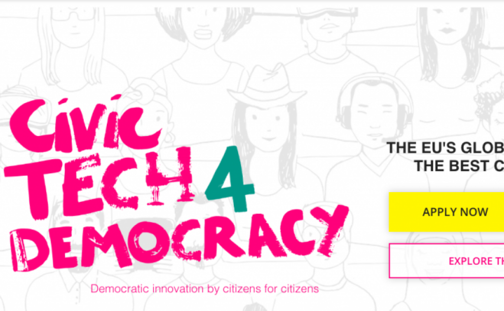 Участникам необходимо отправить короткое видео и рассказать, как онлайн-технологии помогают развитию демократии. Изображение: скриншот с сайта civictech4democracy.eu