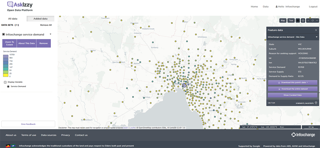 Интерактивная карта детализирует ситуацию по каждому населенному пункту. Скриншот с сайта Askizzy.org.au