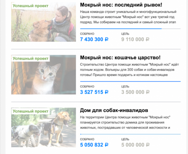 Изображение: Крауд-кампании по строительству центра «Мокрый нос» на Planeta.ru.