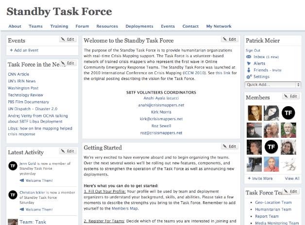 Фрагмент сайта Standby Task Force