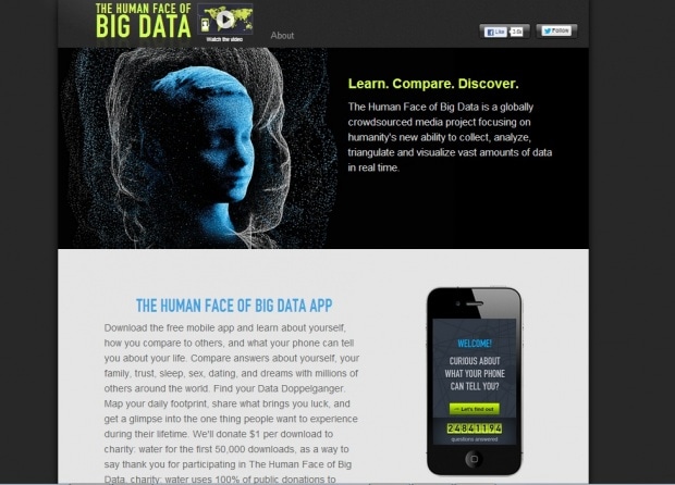 Фрагмент интерфейса сайта The Human Face of Big Data