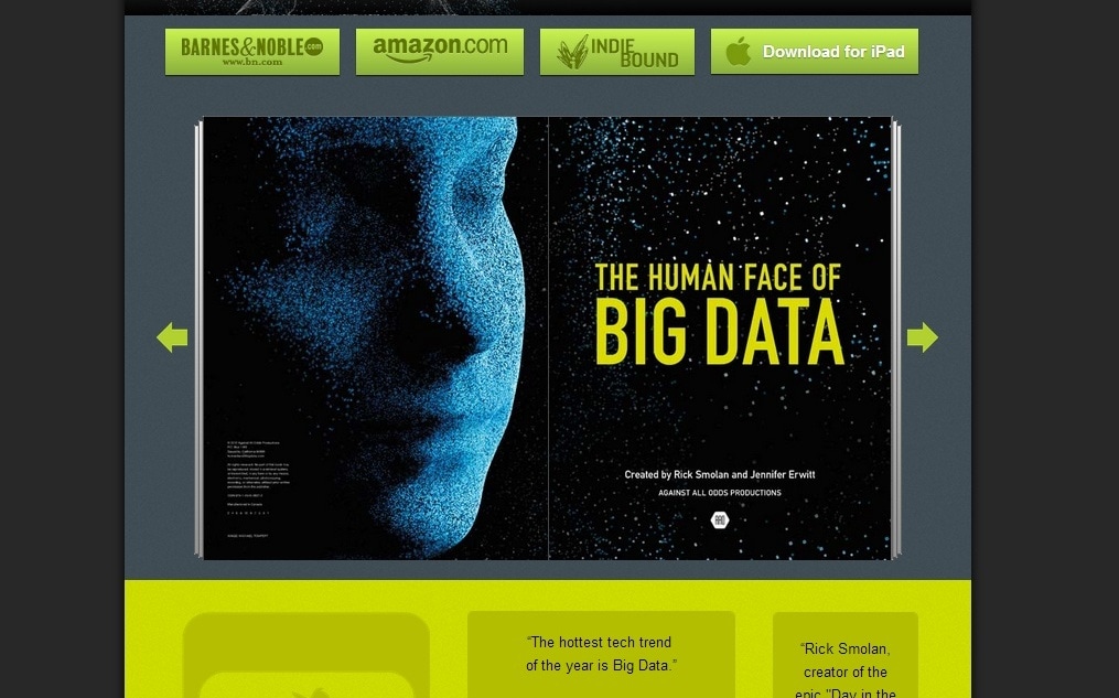 Фрагмент интерфейса сайта The Human Face of Big Data