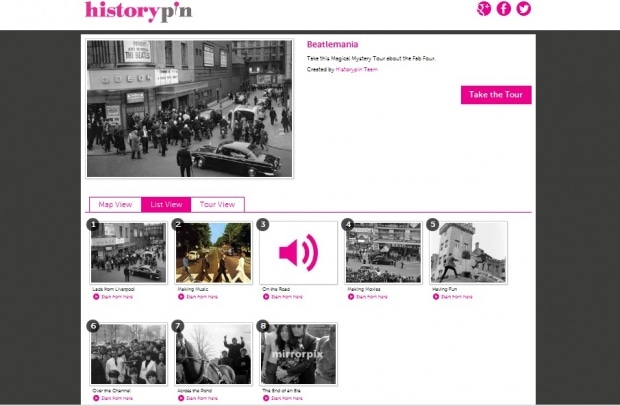 Фрагмент интерфейса сайта Historypin
