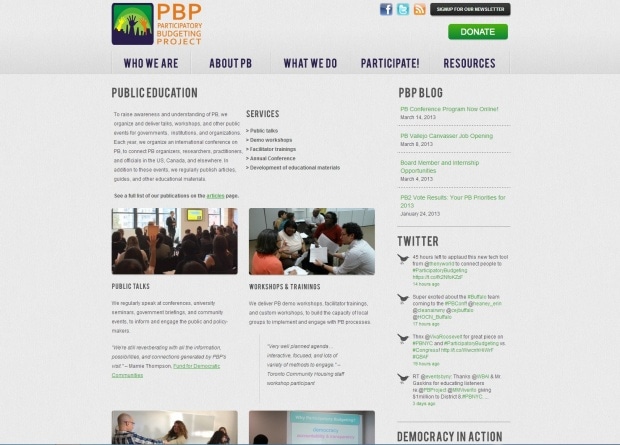 Фрагмент интерфейса сайта PBP