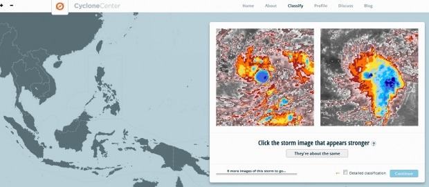 Фрагмент интерфейса сайта CycloneCenter