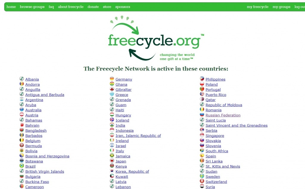 Фрагмент интерфейса сайта Freecycle