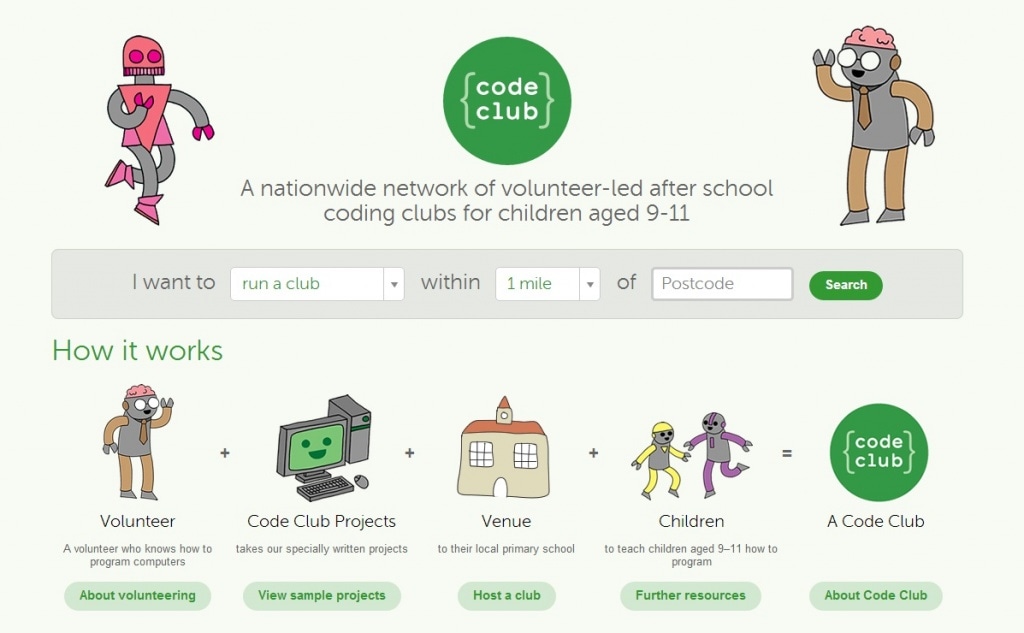 Фрагмент интерфейса сайта CodeClub